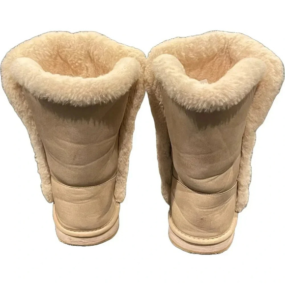 Girls Faux Fur Winter Boots Size 1M — Cozy Tan Pull-On Boots (Sugar) - Picture 4 of 8